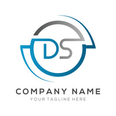 Fototapeta premium letter DS Logo Design Vector Template. Initial Blue and Silver Letter Design DS Vector Illustration With White Background.