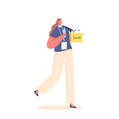 Volunteer Woman with Donation Humanitarian Aid. Female Character Carry Box with Donated Water Bottles