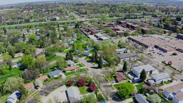 Residential Houses In The Community Of Bismarck, North Dakota, USA. - aerial