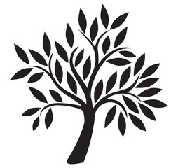 Abstract Vector Green Tree. Silhouette tree icon.