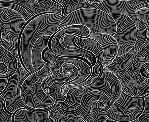 Beautiful decorative vector seamless pattern with wavy curling lines, 