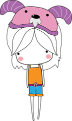 Cartoon cute girl. Zodiac