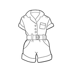 The costume of the shirt and shorts in the doodle style