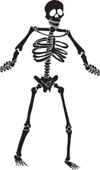 Silhouette black human skeleton. Anatomy Bone, vector illustration.