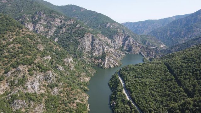 Aerial Summer view of Krichim Reservoir, Rhodopes Mountain, Plovdiv Region, Bulgaria