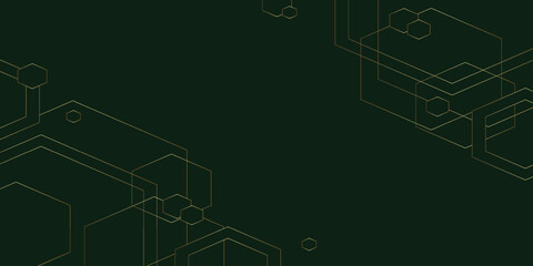 Obraz premium Green abstract background and gold hexagon 