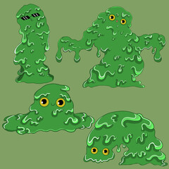 Green monster in cartoon style for Halloween