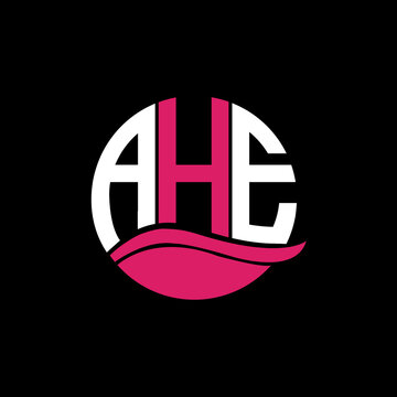 AHE logo monogram isolated on circle element design template, AHE letter logo design on black background. AHE creative initials letter logo concept. AHE letter design.

