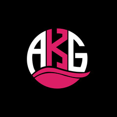 AKG logo monogram isolated on circle element design template, AKG letter logo design on black background. AKG creative initials letter logo concept. AKG letter design.
