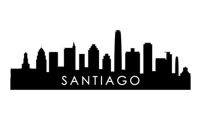 Fototapeta na wymiar Santiago skyline silhouette. Black Santiago city design isolated on white background.