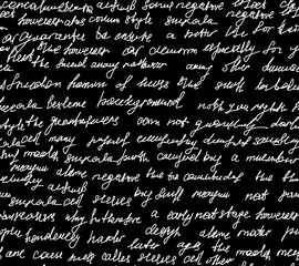 Abstract typographic vector seamless pattern with handwritten unreadable words, "chalk writings on blackboard" 