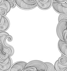 Obraz premium Decorative oranamental vector frame with handwritten curling lines 