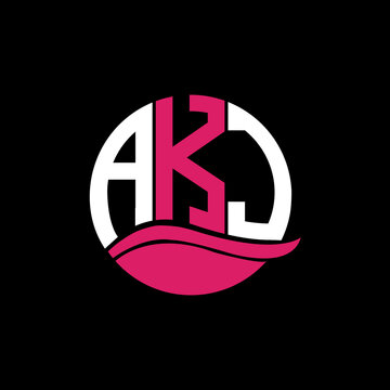 AKJ logo monogram isolated on circle element design template, AKJ letter logo design on black background. AKJ creative initials letter logo concept. AKJ letter design.
