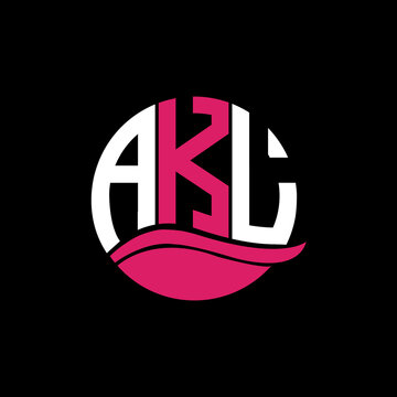 AKL logo monogram isolated on circle element design template, AKL letter logo design on black background. AKL creative initials letter logo concept. AKL letter design.

