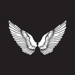 Fototapeta na wymiar Sketch Wings Pair Hand Drawn Angel Vector