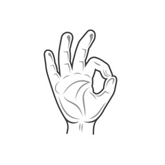 illustration of hand okay symbol, vector art.