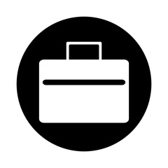 Obraz premium Briefcase, suitcase, business icon sign, white on black, isolated on transparent background