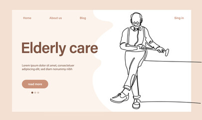 Programs for Seniors Landing Page Template. Elderly Health Care. Elderly care. Cartoon People