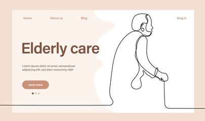 Programs for Seniors Landing Page Template. Elderly Health Care. Elderly care. Cartoon People