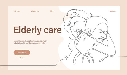 Programs for Seniors Landing Page Template. Elderly Health Care. Elderly care. Cartoon People