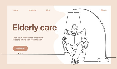 Programs for Seniors Landing Page Template. Elderly Health Care. Elderly care. Cartoon People