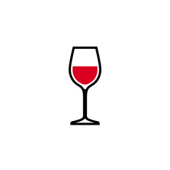 Glass of red wine silhouette icon on a white background