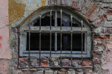 broken window in a wall