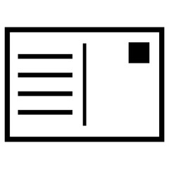 Icon Postkarte in schwarz als Symbol für Brief, Adresse oder Post