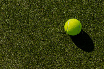 tennis background Close-up shots of tennis balls in tennis courts With a mesh as a blurred...