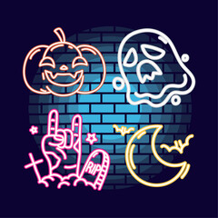 set of neon halloween