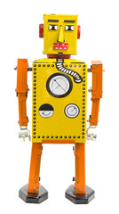 yellow vintage robot toy transparent