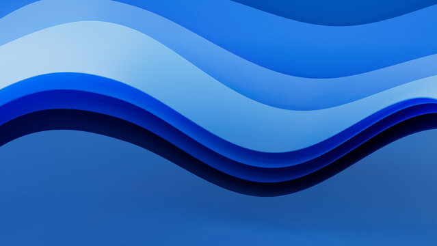 Abstract background created from Blue 3D Waves. Colorful 3D Render with copy-space.  