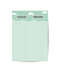 daily planner notes templates decorated in sky blue