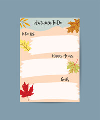 Autumn planner sheet Fall to-do list Planner insert or note page template to do list schedule