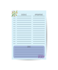 The daily planner template Organizer and schedule with space for notes Vector illustration A to-do list to do Colorful with leaves