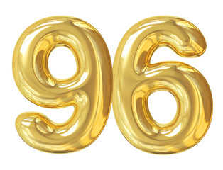 3d number 96 gold balloon
