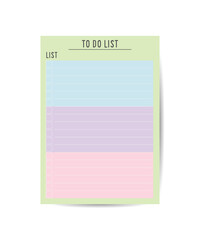 Clear and simple printable to do list. Business organizer page. Paper sheet. Realistic vector illustration.