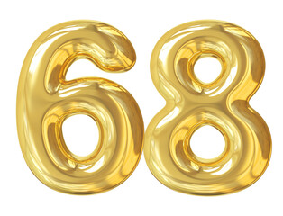 3d number 68 gold balloon
