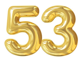 3d number 53 gold balloon