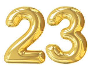 3d number 23 gold balloon