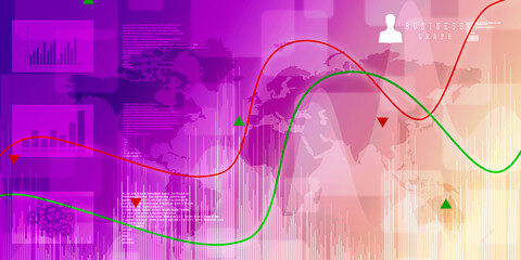 2d rendering Stock market online business concept. business Graph 