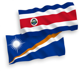 Flags of Republic of the Marshall Islands and Republic of Costa Rica on a white background