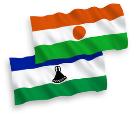 Obraz premium Flags of Republic of the Niger and Lesotho on a white background