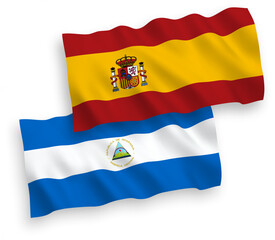 Flags of Nicaragua and Spain on a white background