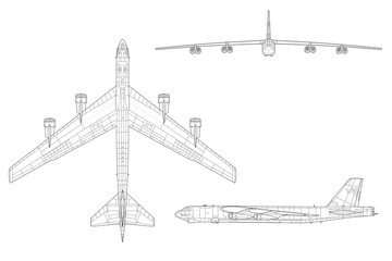 Bombardero estratégico de la guerra fría B-52 Stratofortress - obrazy, fototapety, plakaty