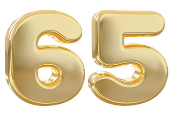 3d number 65 gold