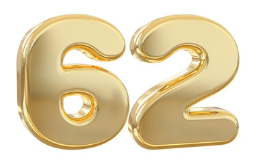 3d number 62 gold