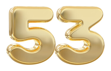 3d number 53 gold