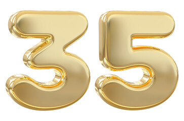 3d number 35 gold