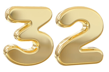 3d number 32 gold